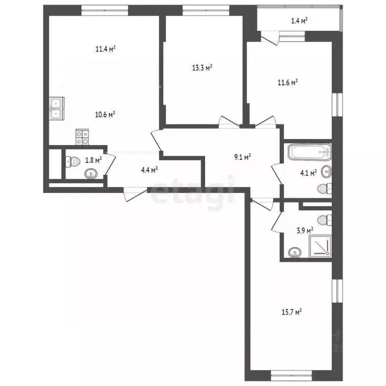 4-к кв. Москва Сосенское поселение, просп. Куприна, 11к1 (87.3 м) - Фото 2