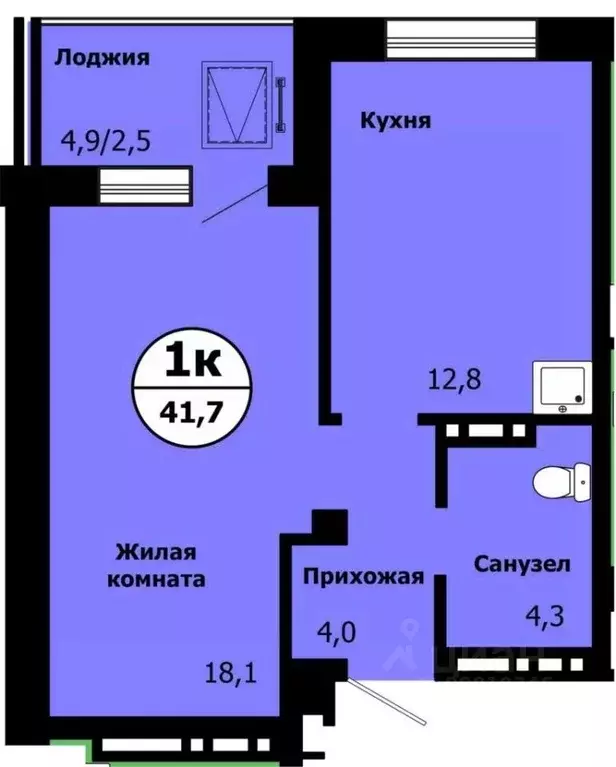 1-к кв. Красноярский край, Красноярск ул. Лесников, 51 (41.1 м) - Фото 0