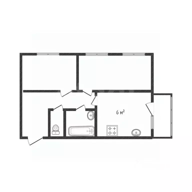 2-к кв. Белгородская область, Белгород ул. Попова, 42 (40.0 м) - Фото 2