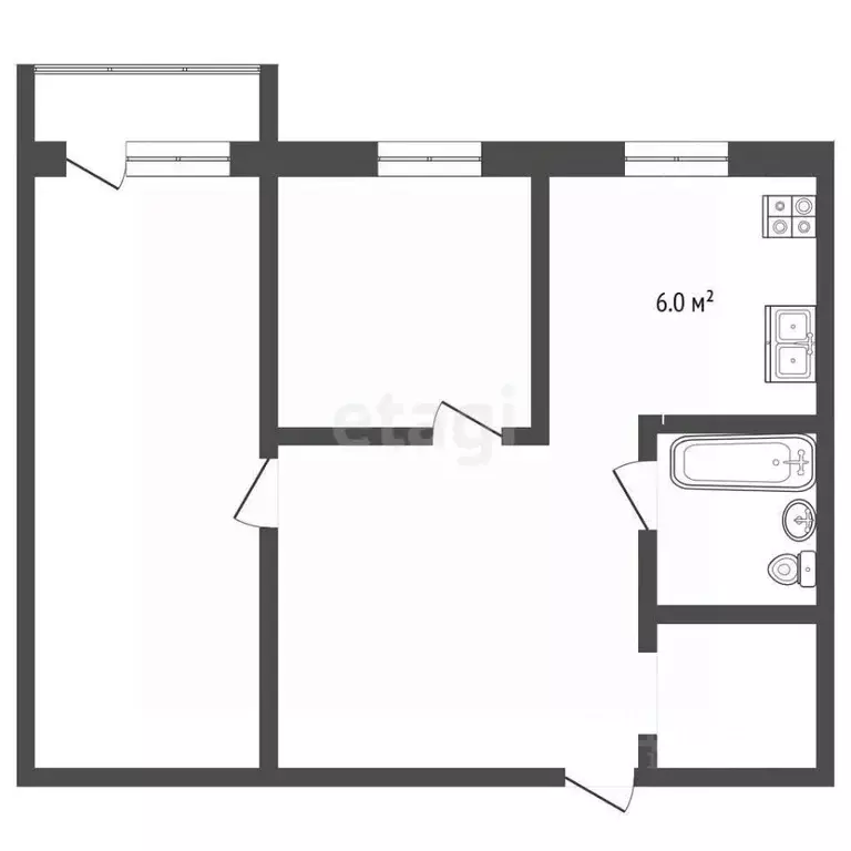 2-к кв. Нижегородская область, Выкса Юбилейный мкр, 6 (41.3 м) - Фото 2