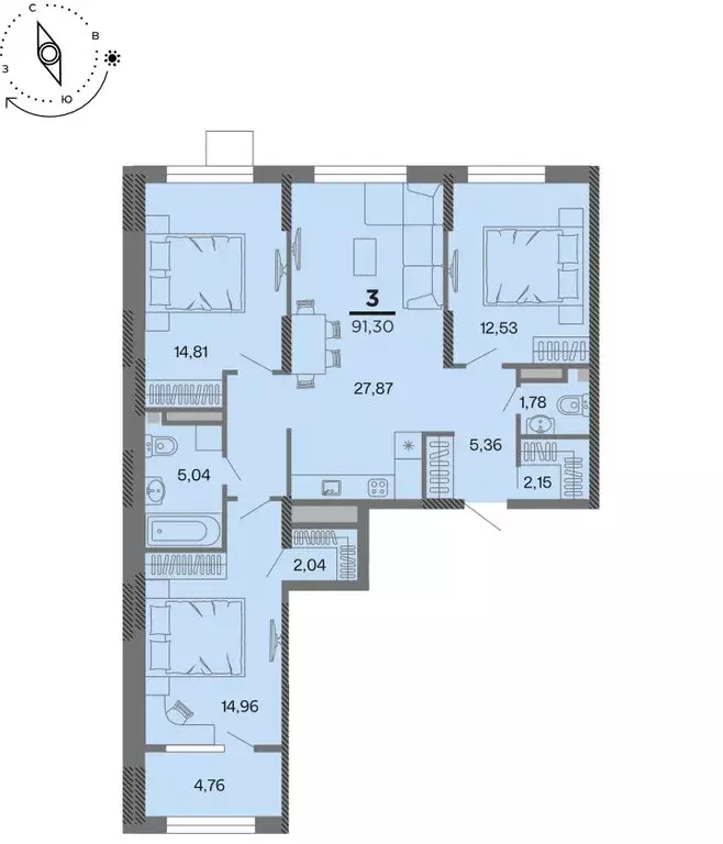 3-к кв. Рязанская область, Рязань Метропарк тер., Метропарк жилой ... - Фото 1