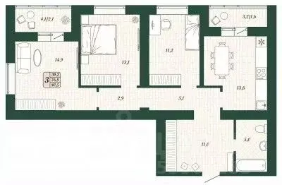 3-к кв. Самарская область, Волжский район, Смышляевка городское ... - Фото 1