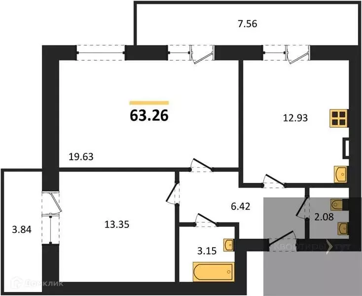 Продаётся 2-к квартира, 63.26 м - Фото 0