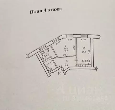 2-к кв. Вологодская область, Череповец Парковая ул., 36 (42.8 м) - Фото 0