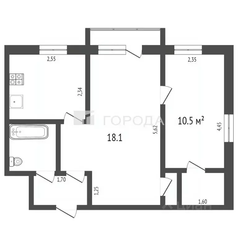2-к кв. Кемеровская область, Новокузнецк ул. Челюскина, 9 (42.0 м) - Фото 2