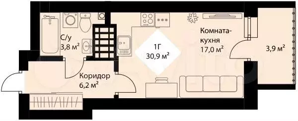 Квартира-студия, 29 м, 11/25 эт. - Фото 0