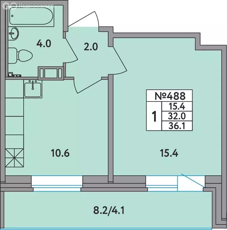 1-комнатная квартира: Новое Девяткино, Главная улица, 2 (36.1 м) - Фото 1
