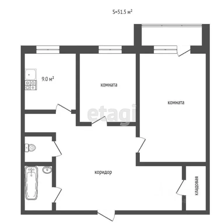 2-к кв. Коми, Усинск Молодежная ул., 8 (51.5 м) - Фото 1