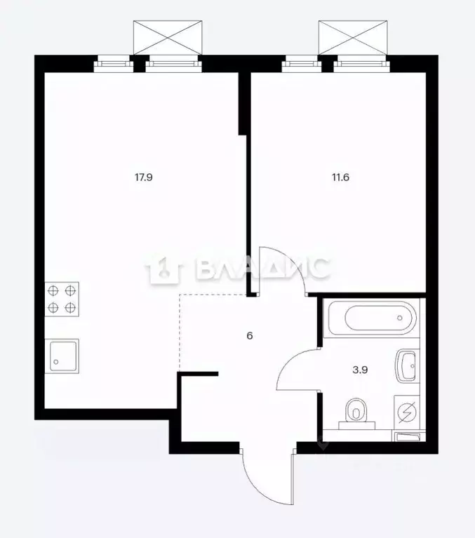 1-к кв. Краснодарский край, Новороссийск ул. Григорьева, 12к1 (44.0 м) - Фото 1