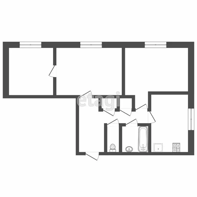 3-комнатная квартира: Дмитров, Чекистская улица, 12 (70.2 м) - Фото 1