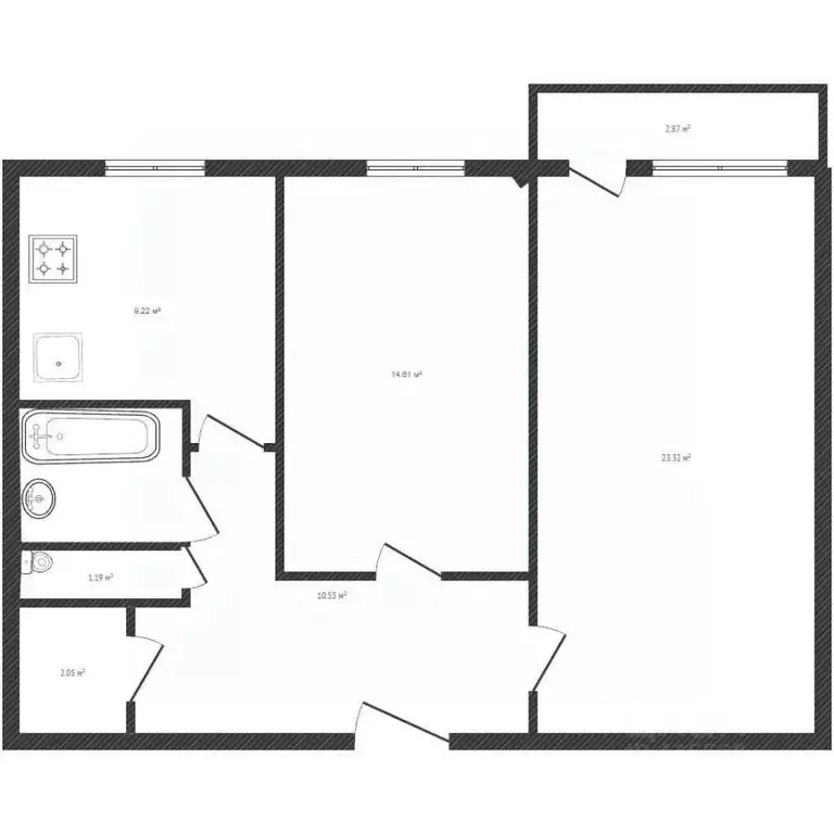 2-к кв. Белгородская область, Валуйки ул. Соколова, 1Г (44.3 м) - Фото 2