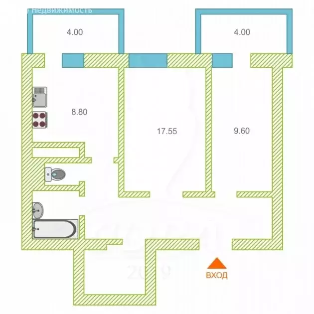 2-комнатная квартира: Тюмень, улица Прокопия Артамонова, 4 (49.8 м) - Фото 2