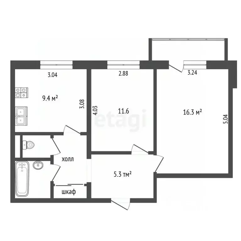 2-к кв. Вологодская область, Череповец ул. Карла Либкнехта, 36 (50.0 ... - Фото 2