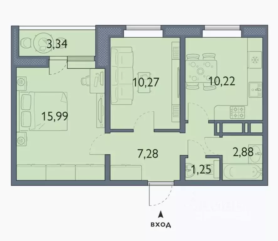 2-к кв. Брянская область, Брянск просп. Станке Димитрова, 67к7 (48.8 ... - Фото 1
