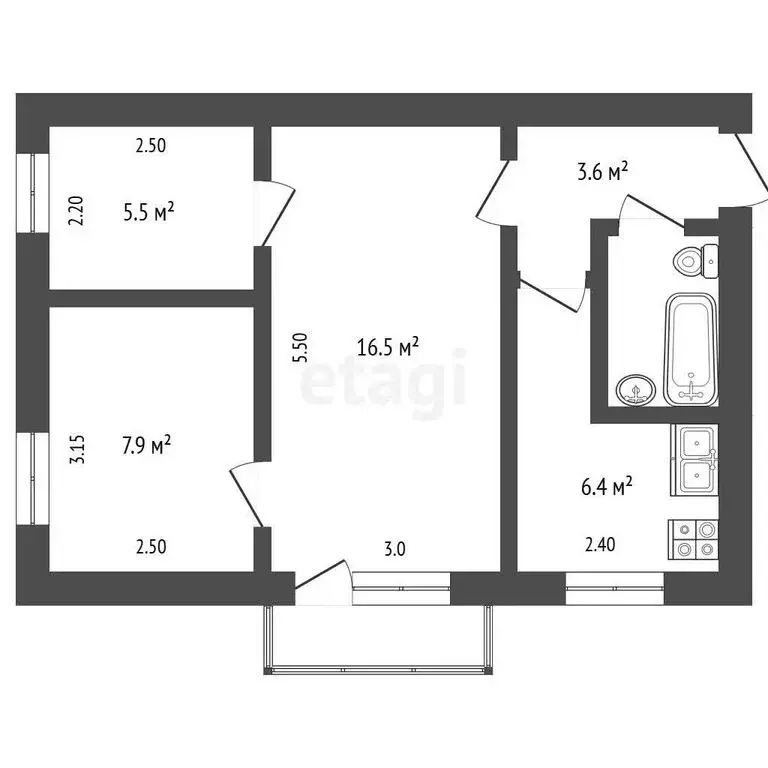 3-комнатная квартира: Бахчисарай, улица Панфилова, 7 (42.4 м) - Фото 1