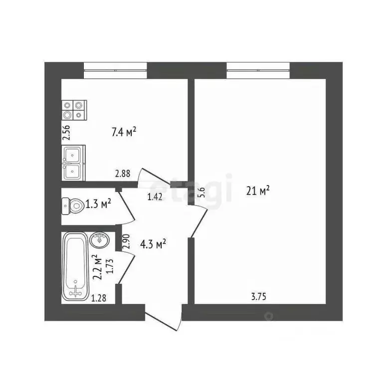 1-к кв. Мордовия, Саранск Студенческая ул., 12 (36.0 м) - Фото 1