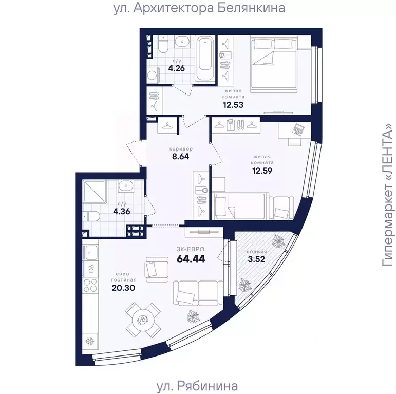 2-к кв. Свердловская область, Екатеринбург Академический мкр, ... - Фото 1