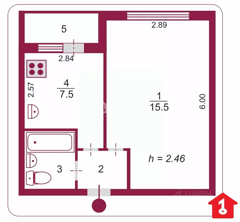 1-к кв. Омская область, Омск просп. Карла Маркса, 43ак1 (29.8 м) - Фото 1