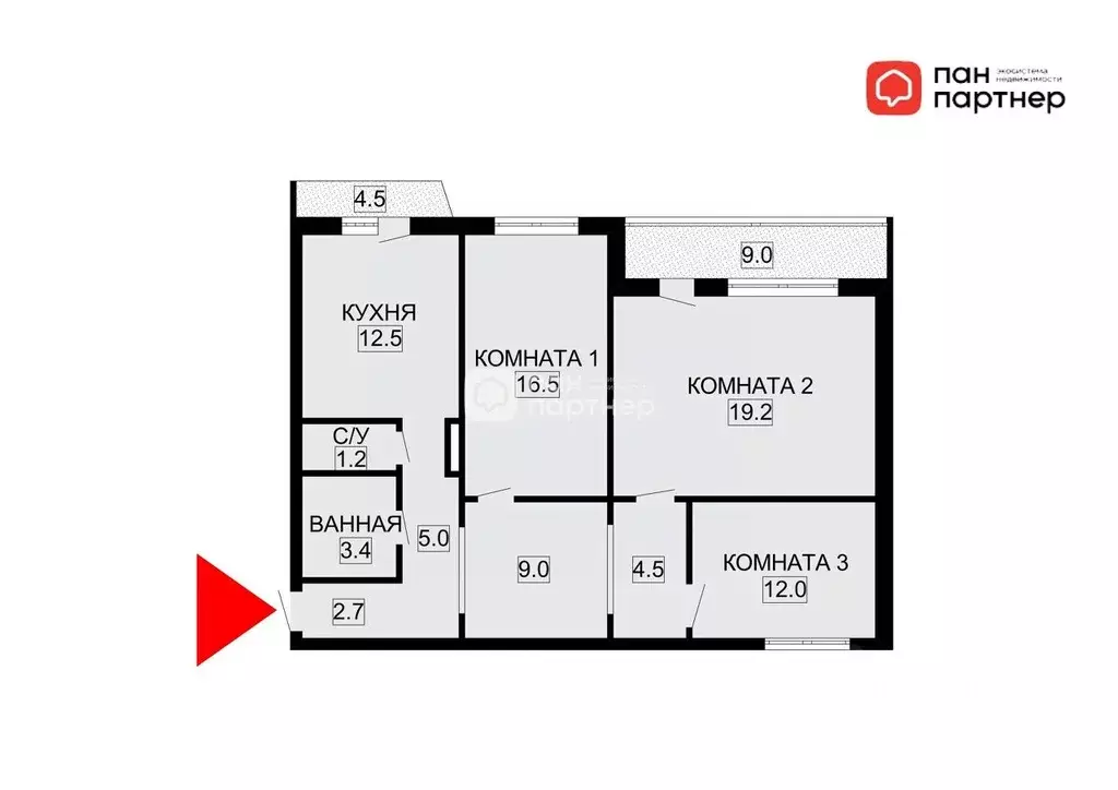 3-к кв. Санкт-Петербург Северный просп., 63К1 (87.7 м) - Фото 2