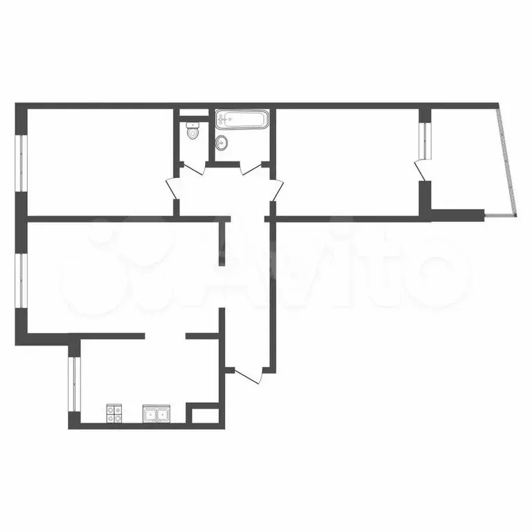 3-к. квартира, 65,6 м, 3/9 эт. - Фото 1