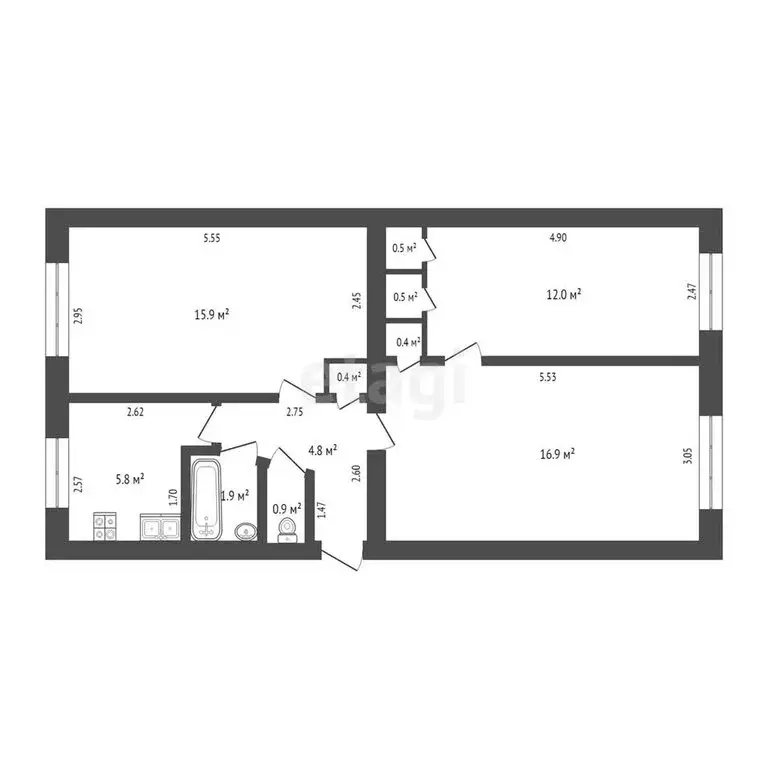 3-комнатная квартира: Ишим, улица Карла Маркса, 37А (60 м) - Фото 0