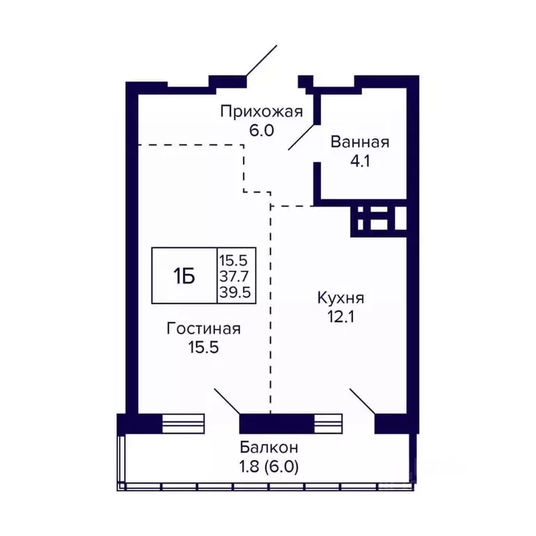 1-к кв. Новосибирская область, Новосибирск ул. Фрунзе, с1 (39.5 м) - Фото 0