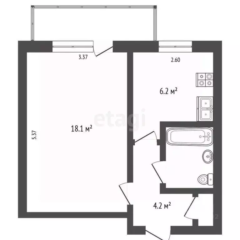 1-к кв. Вологодская область, Вологда просп. Победы, 99 (34.2 м) - Фото 2