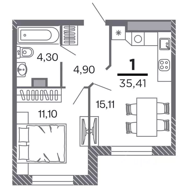 1-к кв. Рязанская область, Рязань Петра и Февронии жилой комплекс ... - Фото 1