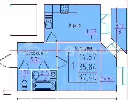 1-к кв. Архангельская область, Северодвинск ул. Торцева, 65 (35.8 м) - Фото 1