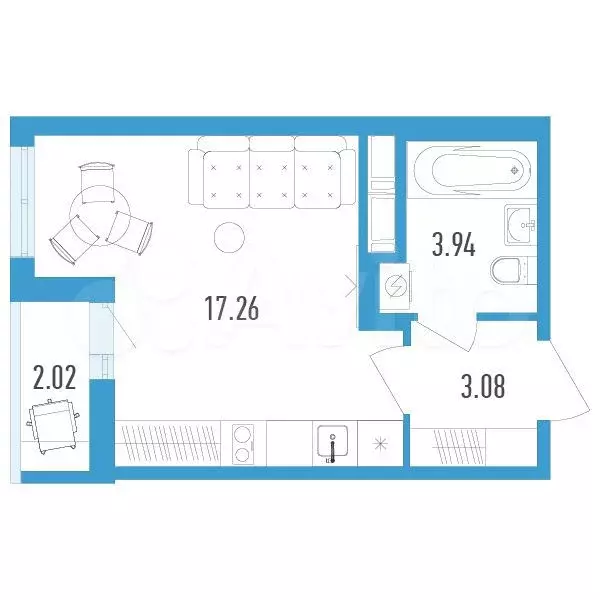 Квартира-студия, 25 м, 9/12 эт. - Фото 0