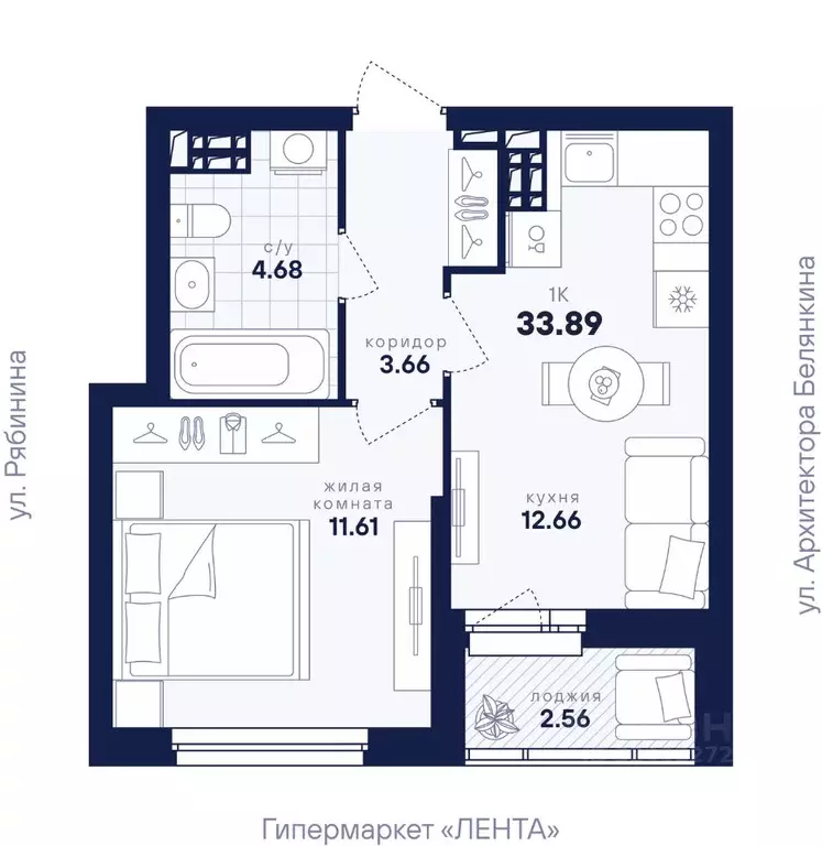 1-к кв. Свердловская область, Екатеринбург Академический мкр, ... - Фото 1