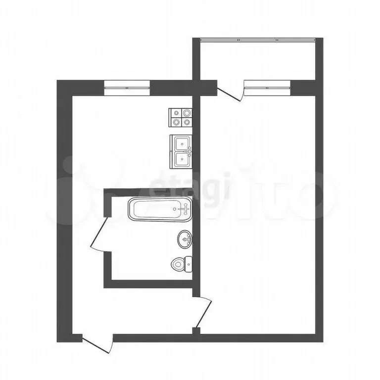 1-к. квартира, 30 м, 3/5 эт. - Фото 0