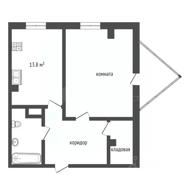 1-к кв. Тюменская область, Тюмень ул. Самарцева, 8 (48.9 м) - Фото 1