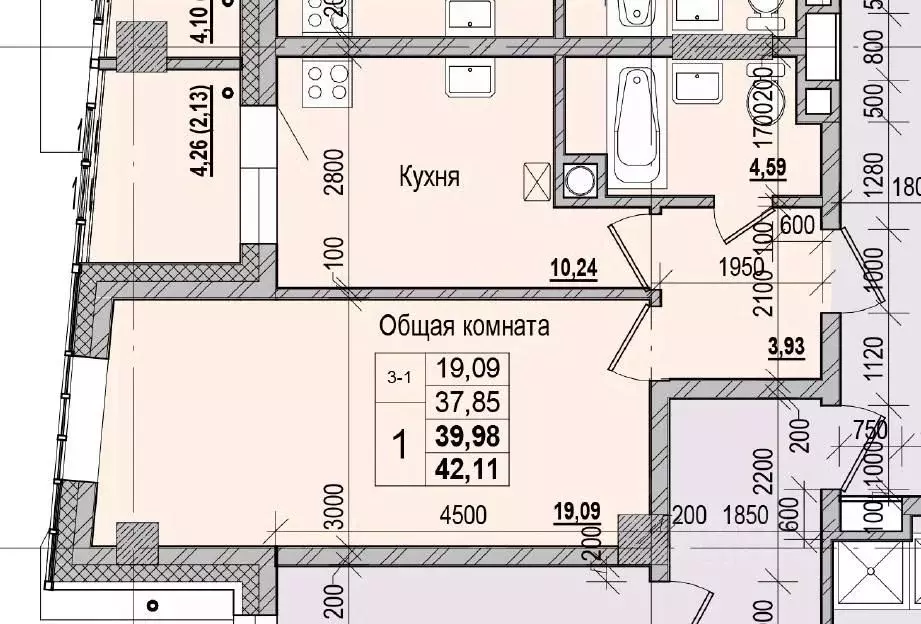 1-к кв. Саха (Якутия), Якутск ул. Чкалова (39.98 м) - Фото 0