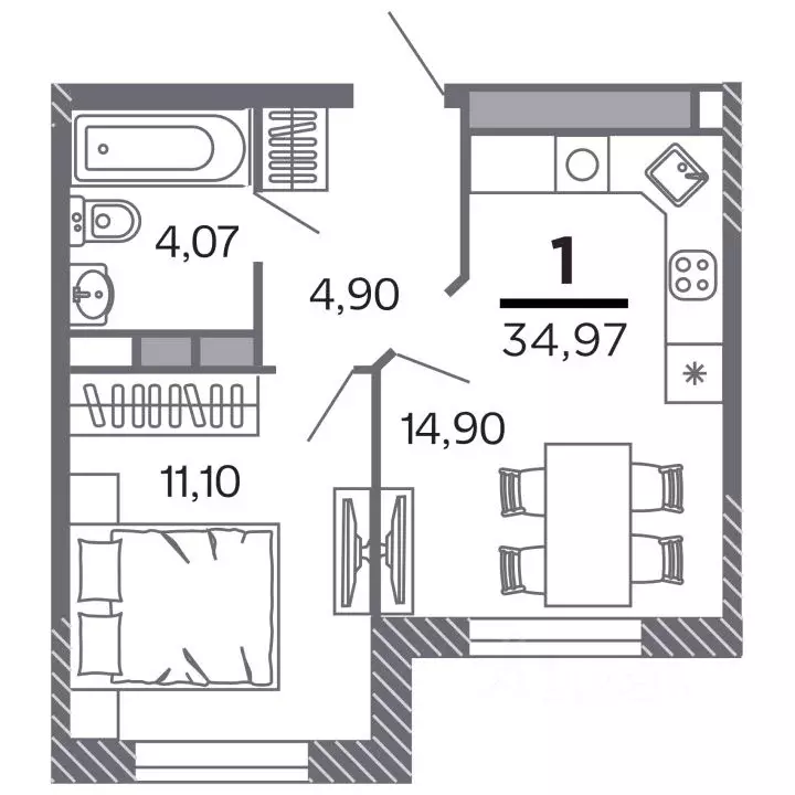 1-к кв. Рязанская область, Рязань Петра и Февронии жилой комплекс ... - Фото 1