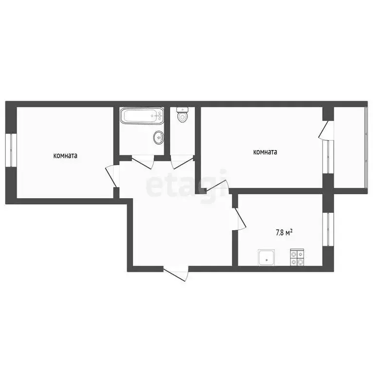 2-комнатная квартира: Ялуторовск, улица Новикова, 22 (47.7 м) - Фото 1