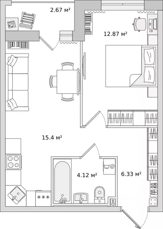 1-к кв. Ленинградская область, Всеволожский район, Свердловское ... - Фото 1