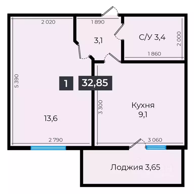 1-к кв. Ставропольский край, Ставрополь ул. Южный обход, 53Б (32.85 м) - Фото 1
