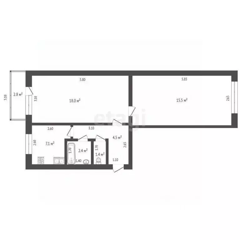 2-к кв. Башкортостан, Стерлитамакский район, с. Наумовка Студенческая ... - Фото 1