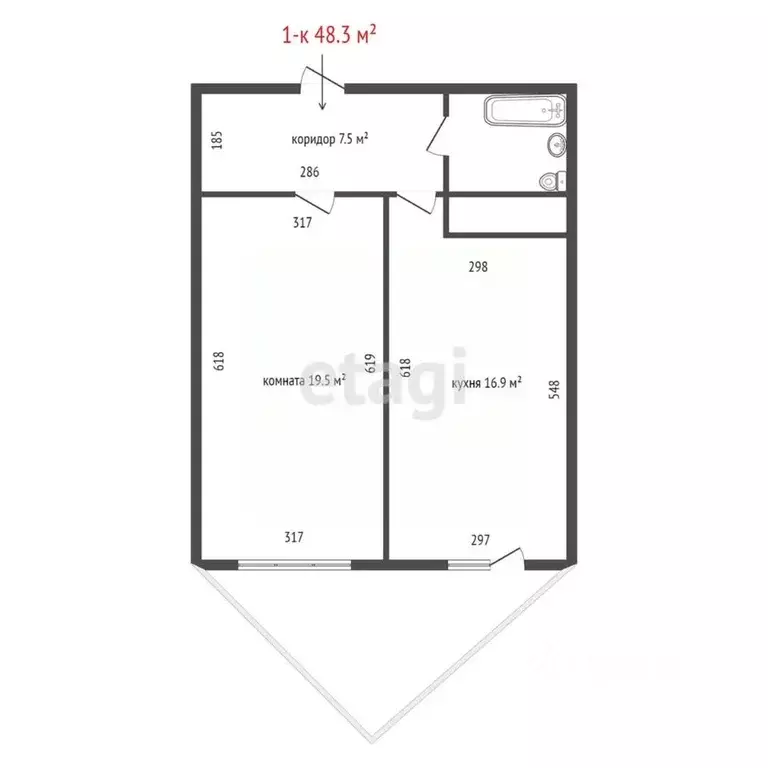 1-к кв. Свердловская область, Екатеринбург ул. Кузнечная, 81 (48.3 м) - Фото 2