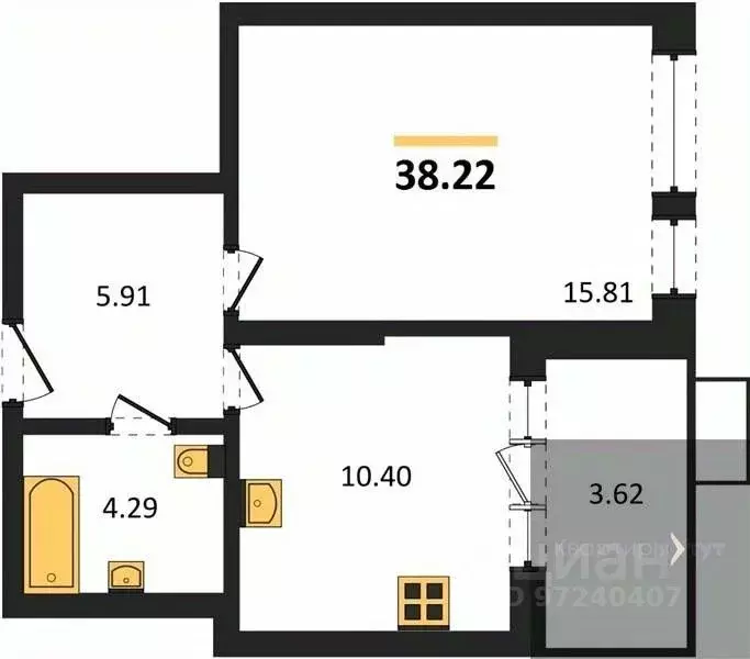 1-к кв. Воронежская область, Воронеж наб. Чуева, 7 (38.22 м) - Фото 0