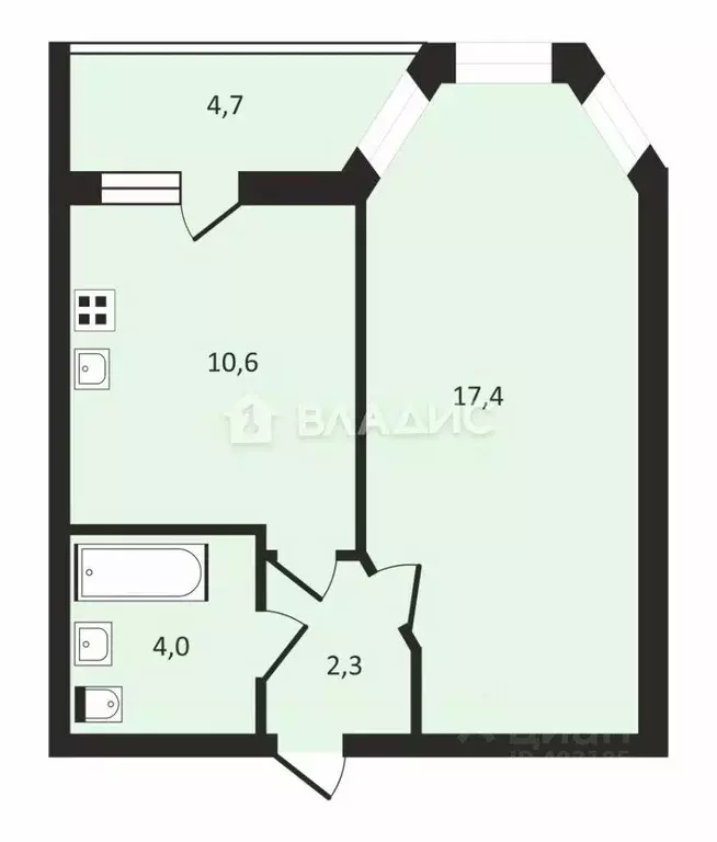 1-к кв. Владимирская область, Владимир ул. Жуковского, 29 (34.3 м) - Фото 1