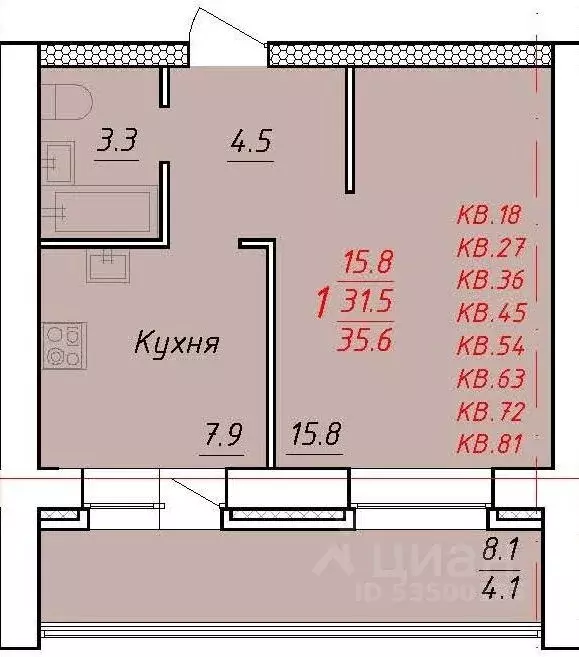 1-к кв. Алтайский край, Новоалтайск Индустриальная ул., 18А (35.6 м) - Фото 1