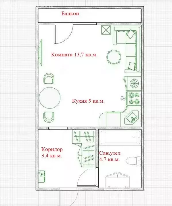 Квартира-студия: Волгоград, район Семь Ветров, бульвар 30-летия ... - Фото 1