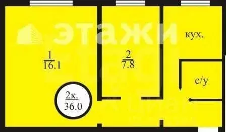 2-к кв. Белгородская область, Валуйки ул. Суржикова, 86 (24.5 м) - Фото 2