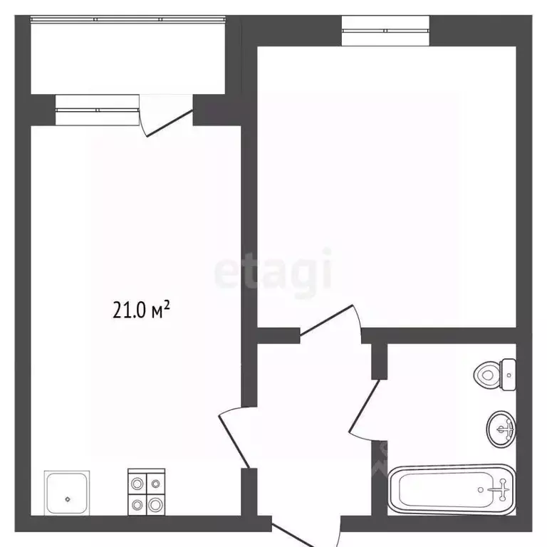 1-к кв. Тюменская область, Тюмень ул. Ю.-Р.Г. Эрвье, 32к1 (44.1 м) - Фото 1