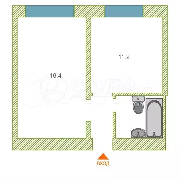 1-к. квартира, 33 м, 7/9 эт. - Фото 0