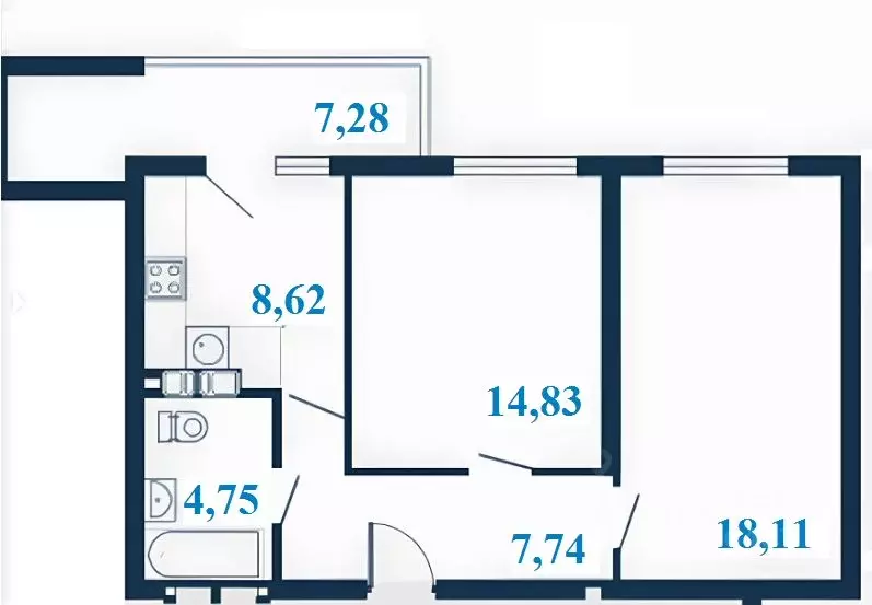 2-к кв. Волгоградская область, Волгоград ул. Клары Цеткин, 1А (57.69 ... - Фото 1
