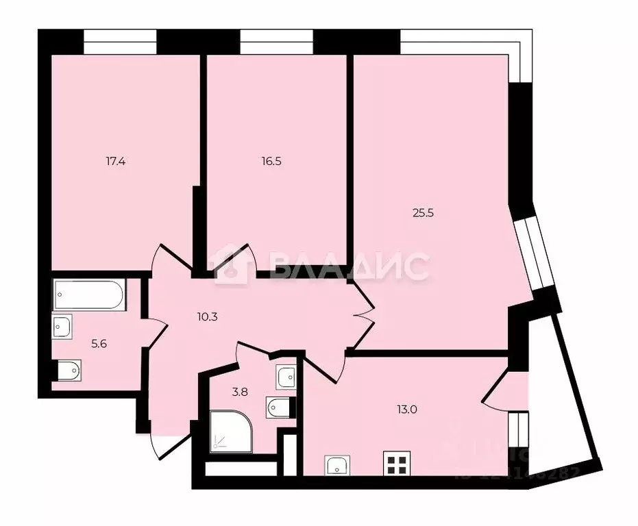 3-к кв. Москва Фестивальная ул., 29 (92.1 м) - Фото 2