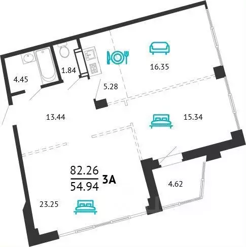 3-к кв. Чувашия, Чебоксары пл. Речников, 9 (83.0 м) - Фото 0